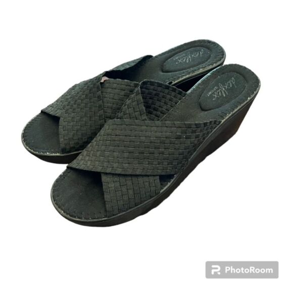 Dexflex Sport Women's Wind Vent Black Wedge Sandals Black Size 10 - Picture 2 of 8
